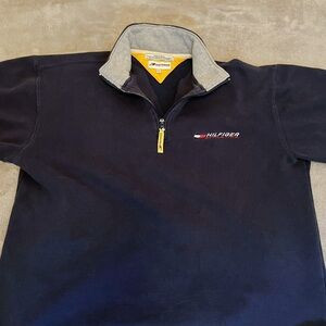 Men’s L Tommy Hilfiger Navy Quarter Zip Long Sleeve Pullover Sweater